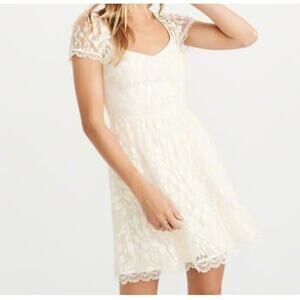 Abercrombie & Fitch Ivory Lace Dress Sz S Coquette Bridal Romantic Soft Girl